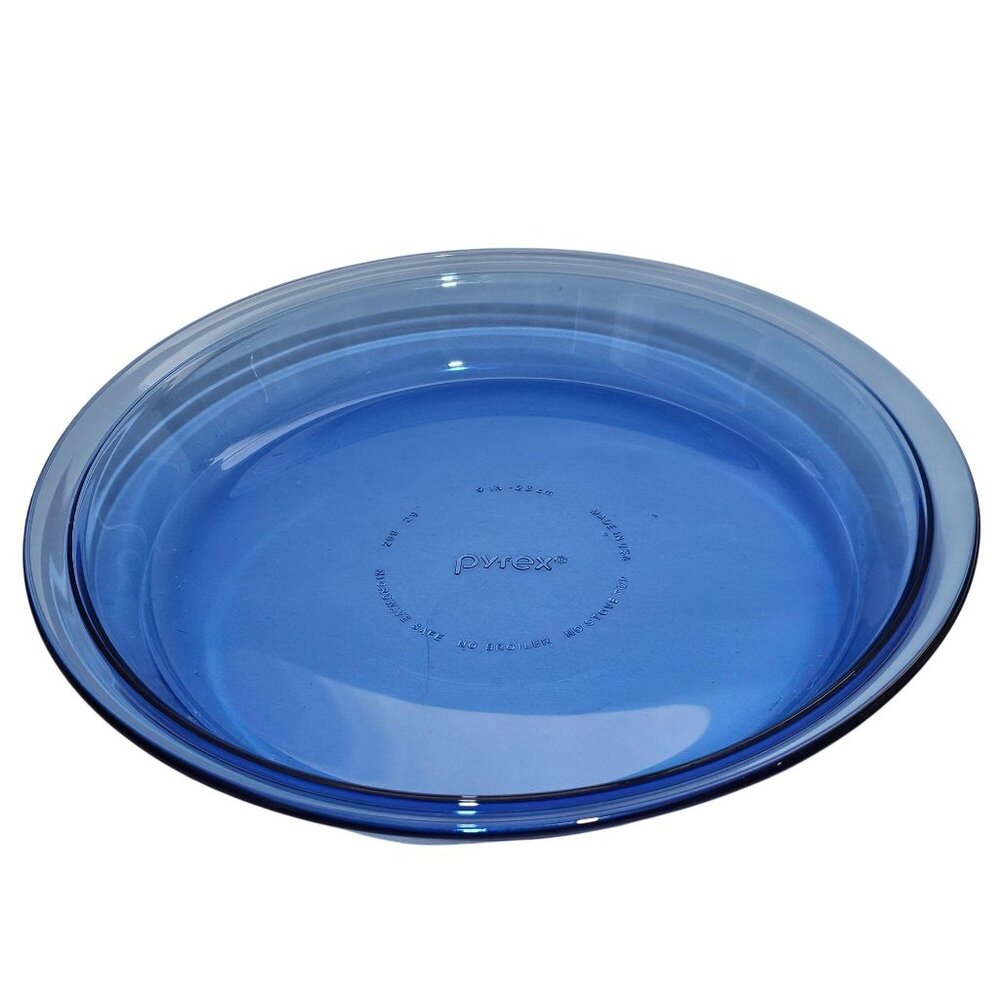 Pyrex Cobalt Blue Pie Plate 9" glass dish vtg corning kitchen bakeware 3/4qt